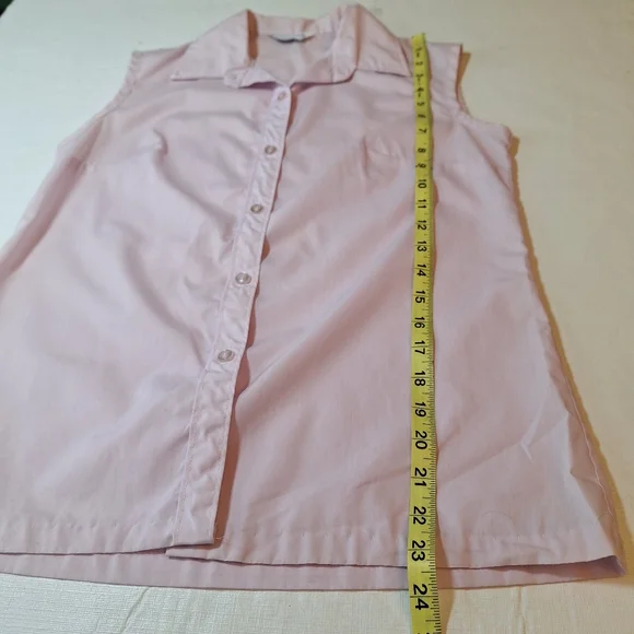Miss Fashionality Vintage Purple Sleeveless Button Up Shirt Beach Coastal Size M - Picture 5 of 8
